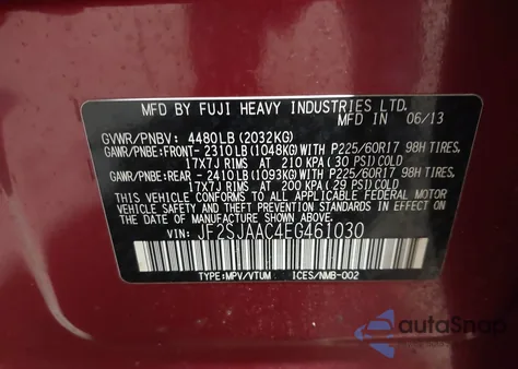 2014 Subaru Forester 2.5I из США, поврежденный, VIN JF2SJAAC4EG461030